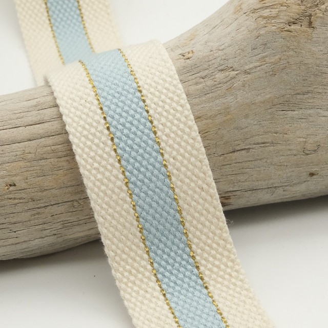Two-Tone Sky Blue Lurex Cotton Strap - Maison Klem